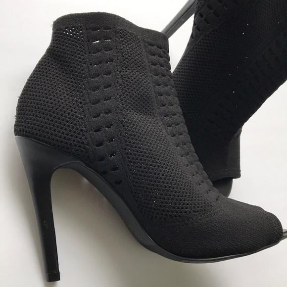 Wild Pair Drama Knit Peep Toe Sock Booties - Picture 5 of 8